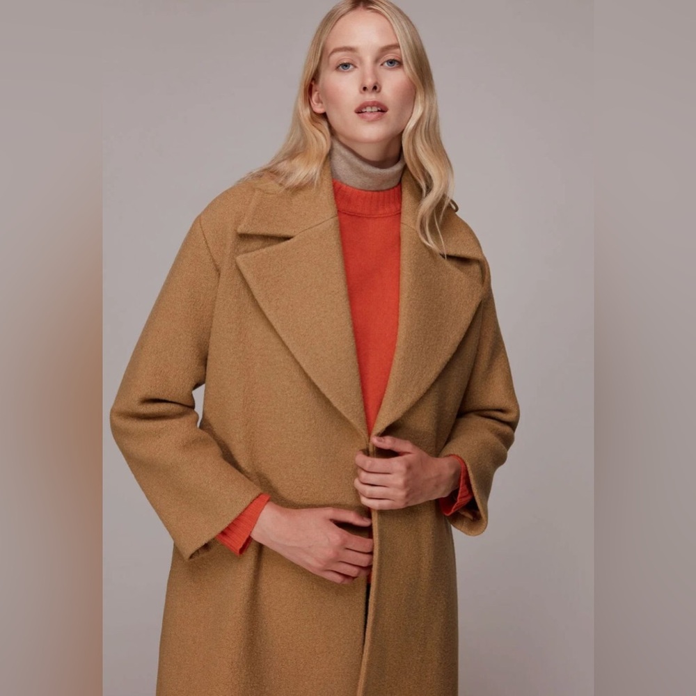 Whistles Camel Lorna Wrap Wool Coat
